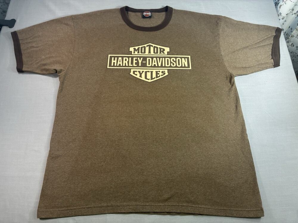 Harley-Davidson T-Shirt Men's XL Brown Ringer Alaskan Fisherman Back Graphic